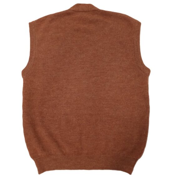 Men's Sleeveless Sweater Vest Brown Gray Argyle Cozy Warm Italy Size XXL - Picture 5 of 6